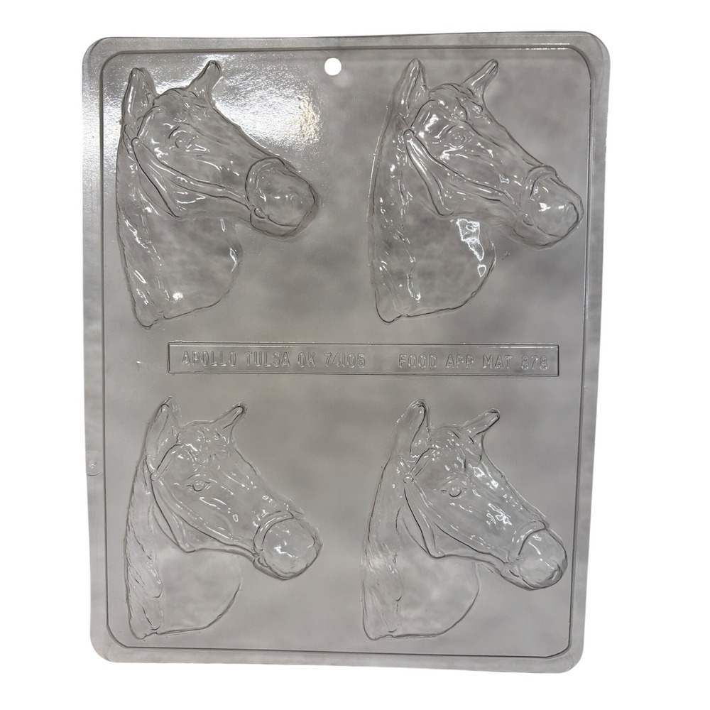 Vintage Apollo Tulsa Horse Head Chocolate Soap Mold Clear Plastic 4 Cavity 878